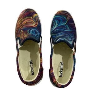 Bucketfeet Colorful Swirl Canvas Slip On Womens Shoes Size 8 1/2 US EUC